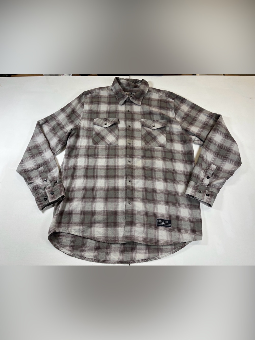 Troll Co Flannel Shirt Plaid Pearl Snap Long Sleeve Pockets Men’s XXL